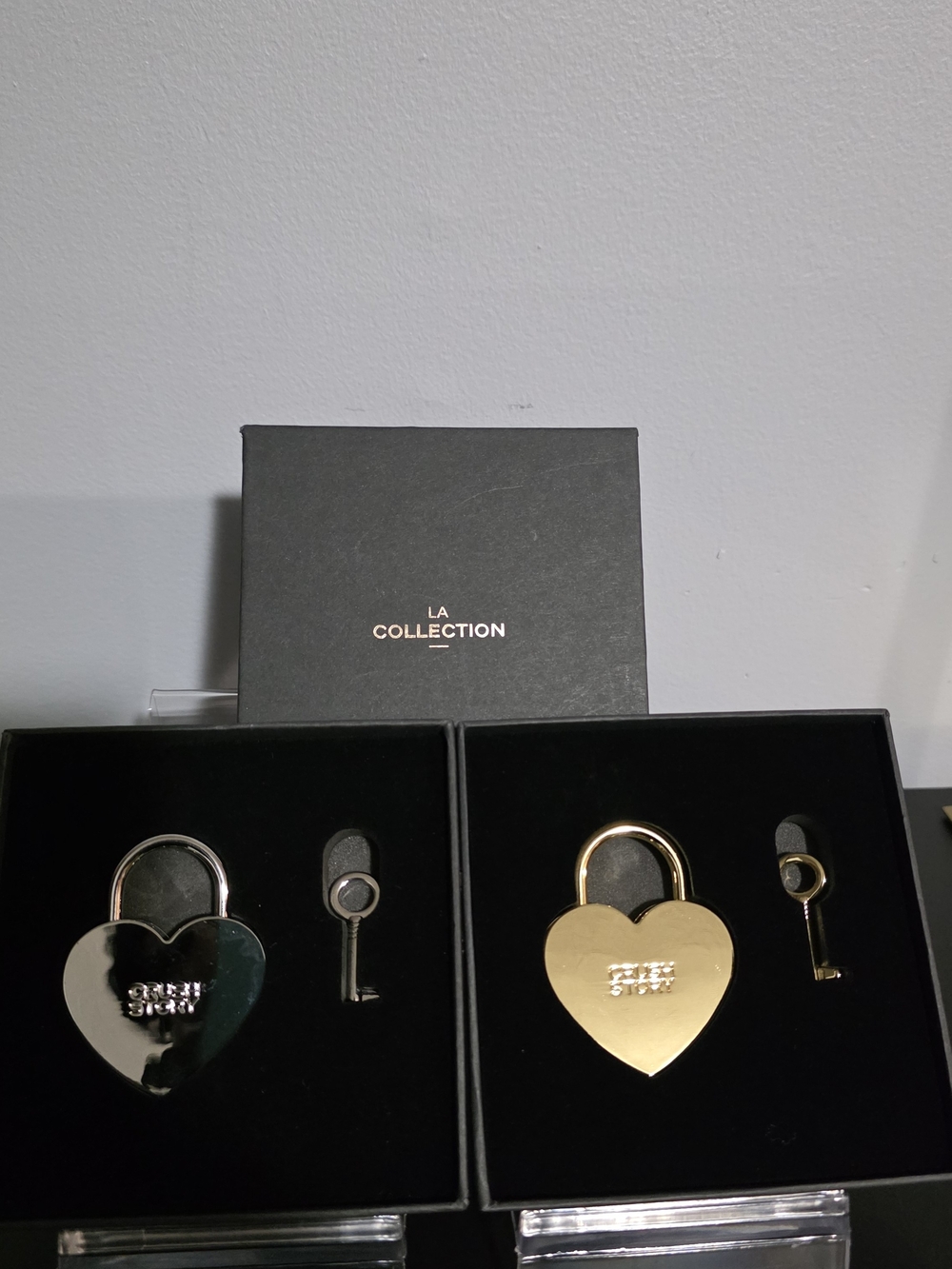 CHANEL Gold and Silver Heart Padlock and Key Set